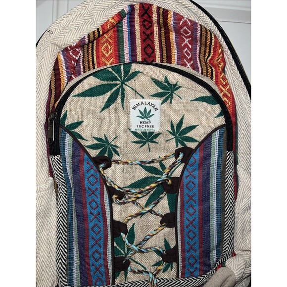 ThreadHeads Himalayan Hemp Tan & Multicolor Backpack - 11"x16" - Picture 2 of 7